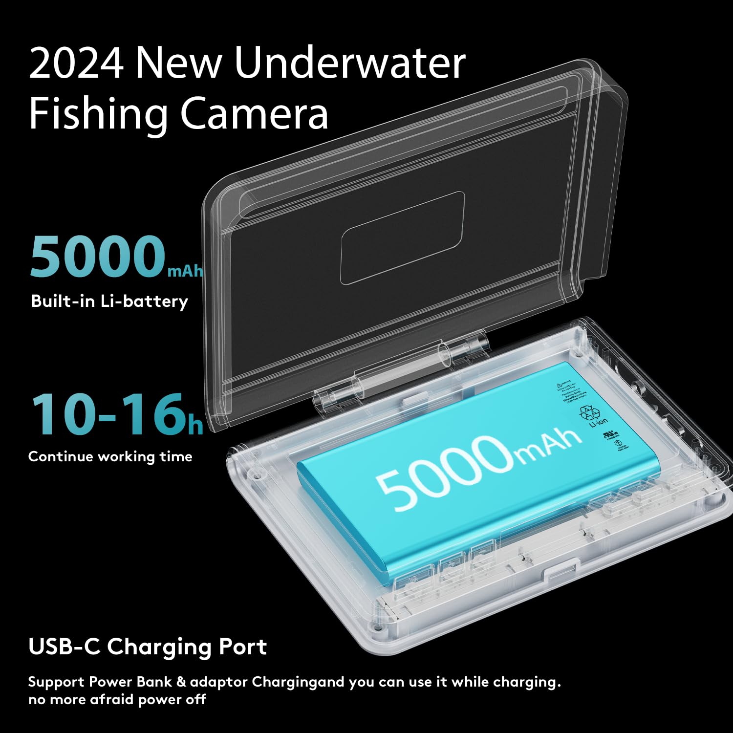 FourQ Underwater Fishing Camera,Fishing Camera Ice vexilar Fish find 4.3inch Hd LCD Display Underwater W/ 5000mah Li-Battery,65ft Cable and 12pcs Ir Lights for Boat Lake Kayak Ice Fishing (65FT)