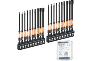 Toolant Impact Allen Wrench Drill Bit Set 20pcs (Metric & SAE), 1/4" Hex-Shank S2 Steel Hex Bits, CNC Machined Tips with Magn