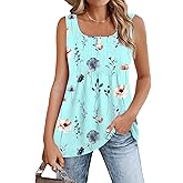 Zeagoo Women's Summer Tank Tops 2026 Pleated Square Neck Loose Fit Casual Flowy Tunic Sleeveless Shirts