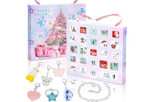 MANAROR Advent Calendar 2025 for Kids Christmas Countdown DIY Cute Cartoon Charms Bracelet Fashion Christmas 24 Unique Gifts -Bracelets Necklace Ring and Unique Charms Jewelry Set for Girls,Kids,Sister