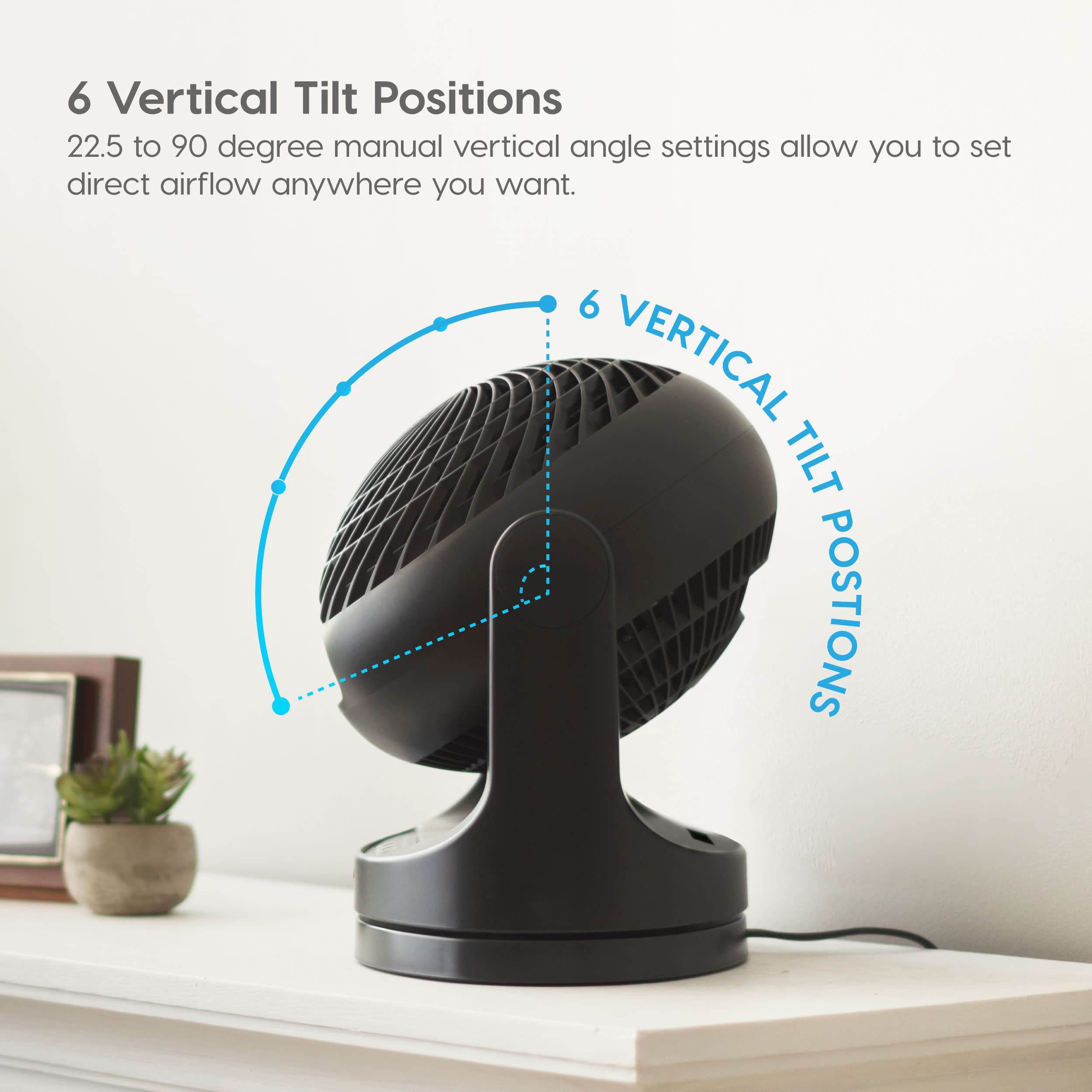 IRIS USA WOOZOO Oscillating Fan, Vortex Fan, Remote Equipped 3-in-1 Fan w/ Timer/ Multi Oscillation/ Air Circulator/ 3 Speed Settings, 46ft Max Air Distance, Medium, Black