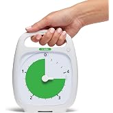 TIME TIMER PLUS 5 Minute Desk Visual Timer - Countdown Timer with Portable Handle for Classroom, Office, Homeschooling, Study Tool with Silent Operation (White)