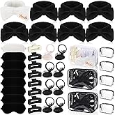 Suncalla 40 Pcs Spa Sleepover Party Supplies Include Sleep Eye Mask Headband Hair Clip Mirror Comb Makeup Bag for Girls Women Slumber Bachelorette Birthday Party Favors(White, Black)