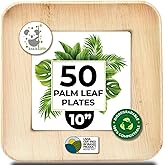 Palm Leaf Plates 10 Inch Bamboo Paper Disposable 50 Bulk Dinner Square Party Plates Event Tableware Eco Biodegradable Compostable Wooden Plate Best Alternative to Plastic Plate, By KoalaLove