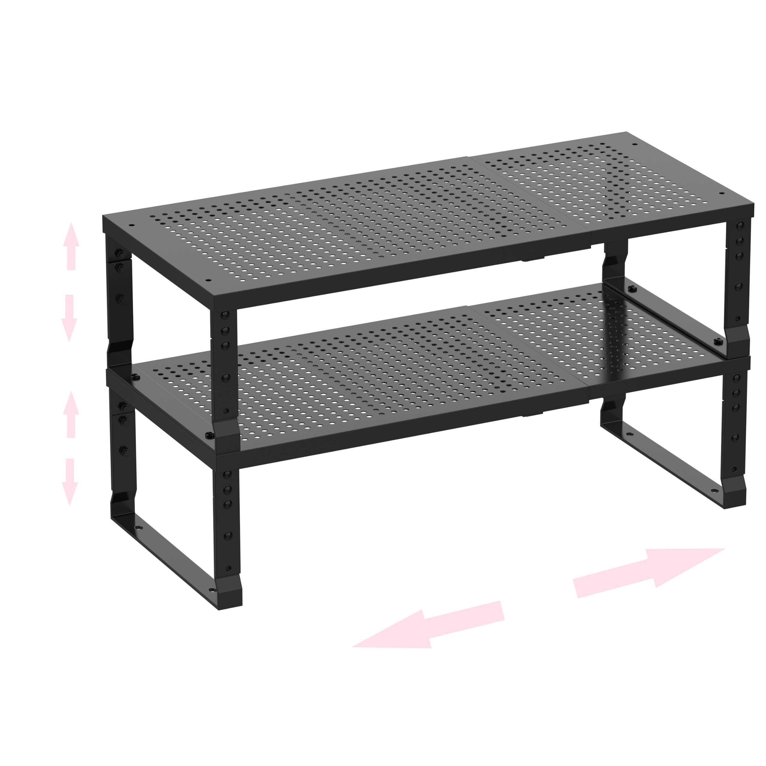 Photo 1 of ***MISSING PARTS*** Asiingkel Metal Stackable Expandable Storage Shelf - Multi-Functional Home Storage Shelf, Suitable for Kitchen, Cabinet?Bathroom, Office, Garage, etc.?2PACKS/Black/Large