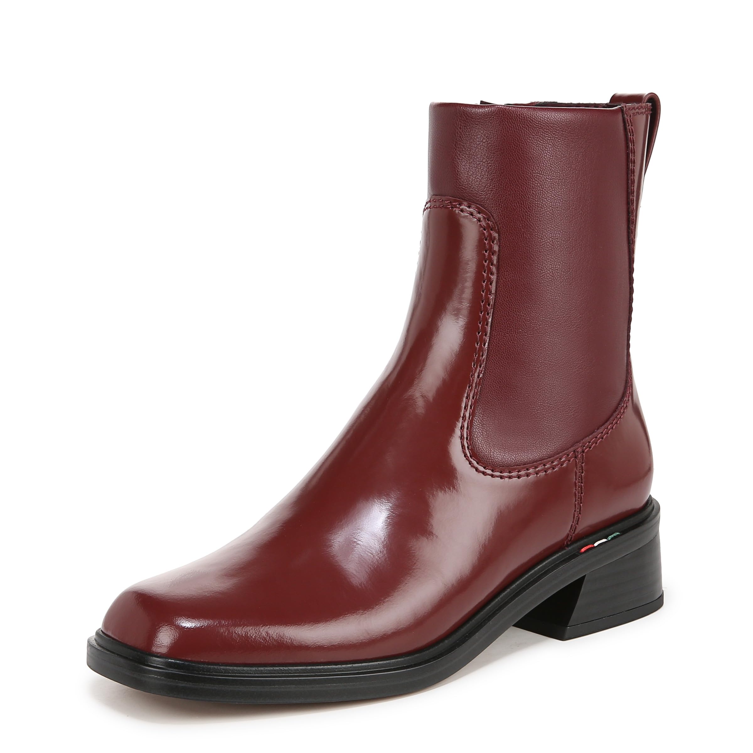 Franco Sarto Womens Gracelyn Low Block Heel Ankle Boot Berry Red 7 W