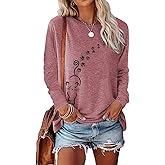 FAOUEOW Women's Long Sleeve tees Cat Mom Graphic Tee Shirts Womens Graphic t Shirts Pullover Tops