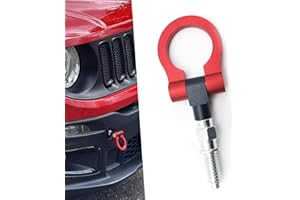 ZBGUN Pack-1 Car Front Bumper Tow Hook, Alloy Anti-Rust Foldable Portable Tow Ring, Screw-in Tight Thread to Avoid Falling Off Ring Pull Accessories, Universal for Most European Cars Trucks (Red)