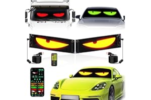 DOUMMANTN 2PCS Devil Eyes Light for Cars, DIY Devil Eyes Light for Windshield, 4.1in*14in, Flex LED Display Screen for Car, Programmable LED Eyes Lights for Car Truck Windows with Remote & App Control