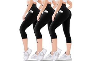 Blisset Women's High Waisted Capri Buttery Soft Tummy Control No See Through Workout Athletic Running Yoga Cycling