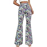 Floerns Women's Floral Print High Waist Y2K Trousers Bell Bottom Flare Leggings Yoga Pants