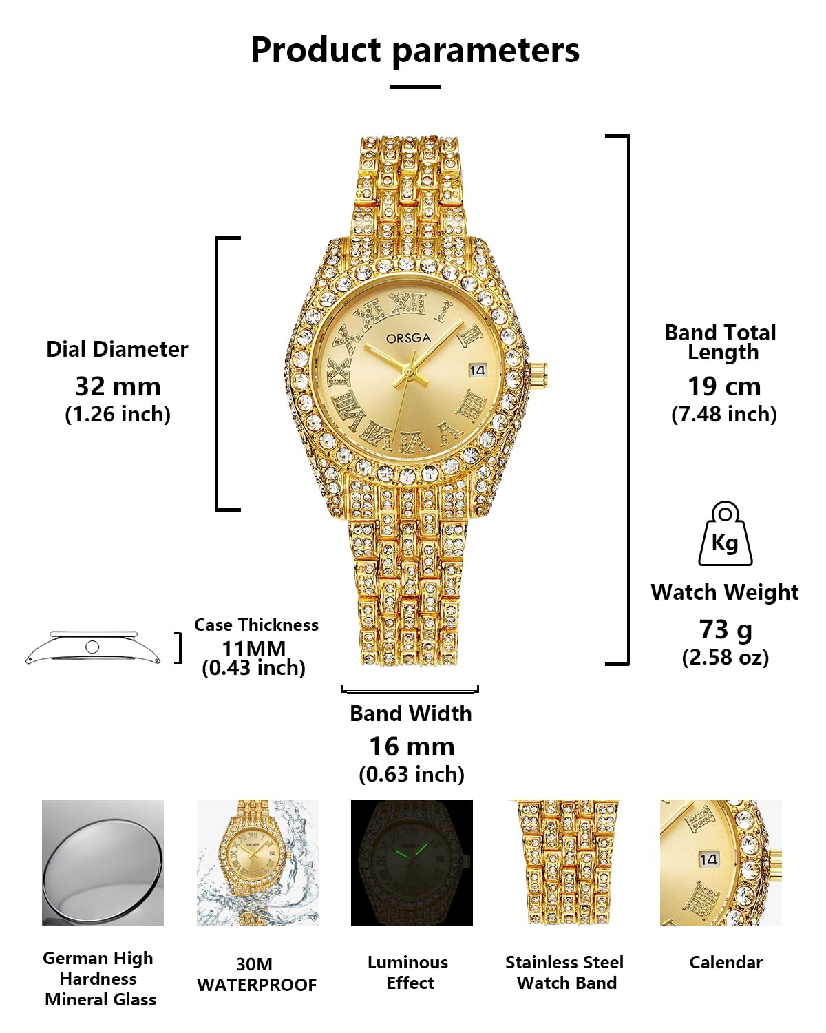 CIVO Ladies Watches Gold Stainless Steel Analogue Wrist Watches for Women Waterproof Minimalist Elegant Dress Women Watch Quartz Luminous Date Quartz Gifts Set for Ladies