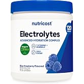 Nutricost Electrolytes Complex Powder (Blue Raspberry) 120 Servings | Advanced Hydration, 7 Vitamins + Minerals, Zero Sugar, Sweetened with Stevia, Gluten-Free, GMO-Free
