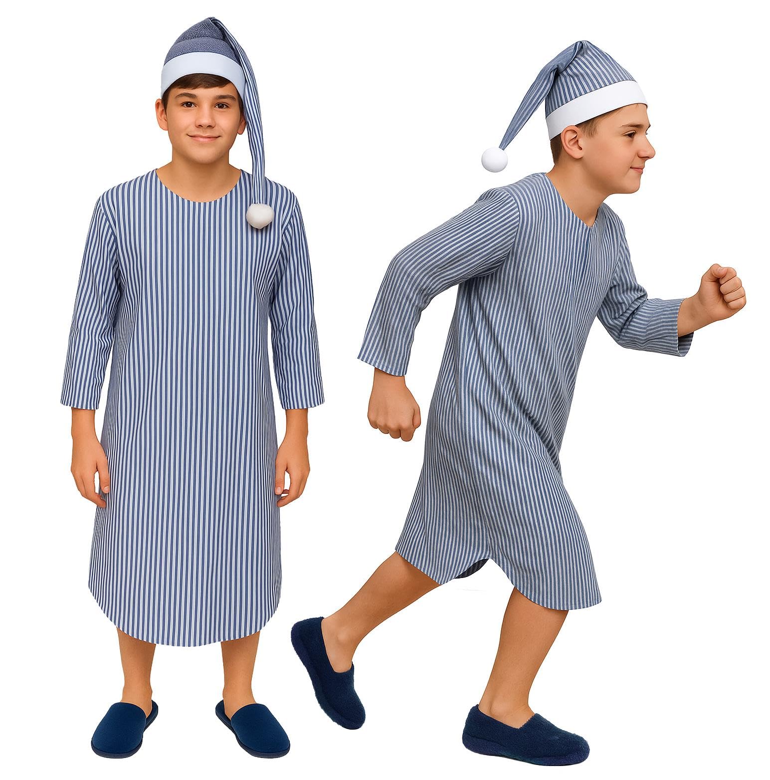 Childs Wee Willy Winky Victorian Night Gown & Hat Christmas World Book Day Fancy Dress Costume [Age 8-12 Years]