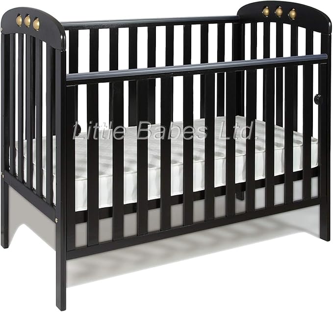 Limited Edition New Black & Gold Solid Wood Cot/Abbie Cot/Baby Cot/Drop Side Cot with Decorative
