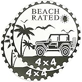 2 PCS Beach Badge Rated Car Emblem, 4 x 4 Metal Automotive Badge, 3D Round Metal Car Badges Emblems, Car Badge Decals Stickers Compatible with Jeep Wrangler Vehicles Trucks SUV RV (Beach Rated 2)