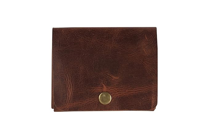 Men's Leather Slim Wallet with Stitchless Handcrafted Crushed (Brown)