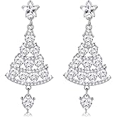 Christmas Earrings for Women, Shiny Cubic Zirconia Women Earrings Christmas Tree Jewelry Dangle Earrings for Daugther Wife Her Xmas Earring