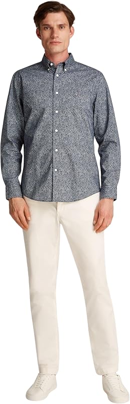 Chemise Homme Flex Poplin en Coton, Multicolore (Night Sky/Ivory Petal Prt), S — photo 4 sur 6