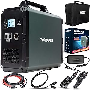 Raver1800 Portable Power Station 1800Wh - Inverter Solar Generator 1000 Watts for Home Use, Emergency Battery Backup, rv, Cpap Charger, Camping - 120V Ac & Mppt Outdoor Solar Powered Outlet