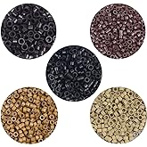 1000 Pcs Silicone Lined Micro Rings Beads 5mm Hair Extentions Beads for I Tip Hair Extensions (Black+Dark Brown+Brown+Dark Blonde+Blonde)