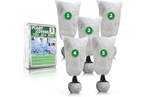 Avalution 5 Packs Plant Covers Freeze Protection, 47.2" X70.8" Winter Frost Cloth, 2.2oz Reusable Frost Blankets, Tree Cover Drawstring Bags for Outdoor Fruit Potted Shrub Season Extension