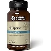 Nature's Sunshine Hi-Lipase - Naturally Supports The Digestive System and aids in The Digestion of Food (100 Capsules)