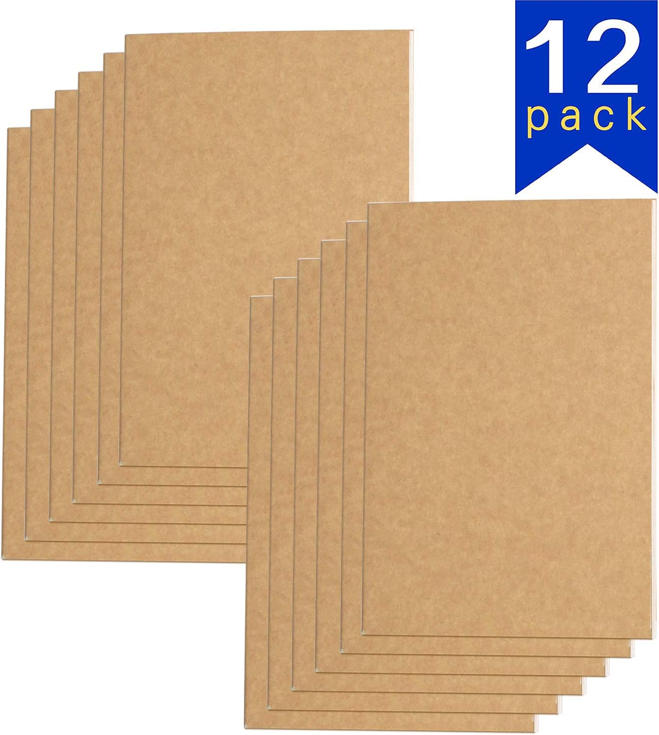 12 pack A5 Size Kraft Notebook,8.26x 5.5 inches Journal for Travelers, students, office,60 Lined Pages/ 30 Sheets, Journal Set
