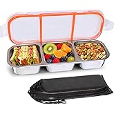 LYVVREL Stainless Steel Bento Box 3 Compartment,Reusable Snack Containers Lunch Box With Leak Proof Lids For Food Storage Container For Travel,Home and Picnic