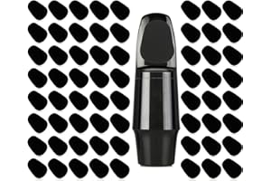 BIDEX 64 Pcs 0.8mm Saxophone & Clarinet Mouthpiece Cushions – Black Oval Mouthpiece Pads for Alto/Tenor Sax & Clarinet – Strong Adhesive, Anti-Vibration, Bite Protection for Beginners & Musicians