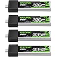 OVONIC 1S LiPo Battery 450mAh 100C HV 3.8V with BT2.0 Connector for FPV Tiny Whoop (4pcs)