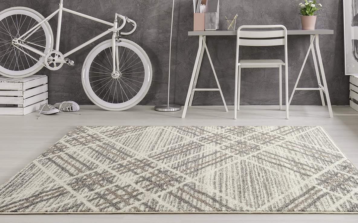 ADGO Milano Collection Modern Contemporary Geometric Plaid Design Jute