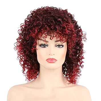 Xtrend 1b39 Synthetic Afro Curly Hair Wigs Ombre Wine Red Mixed