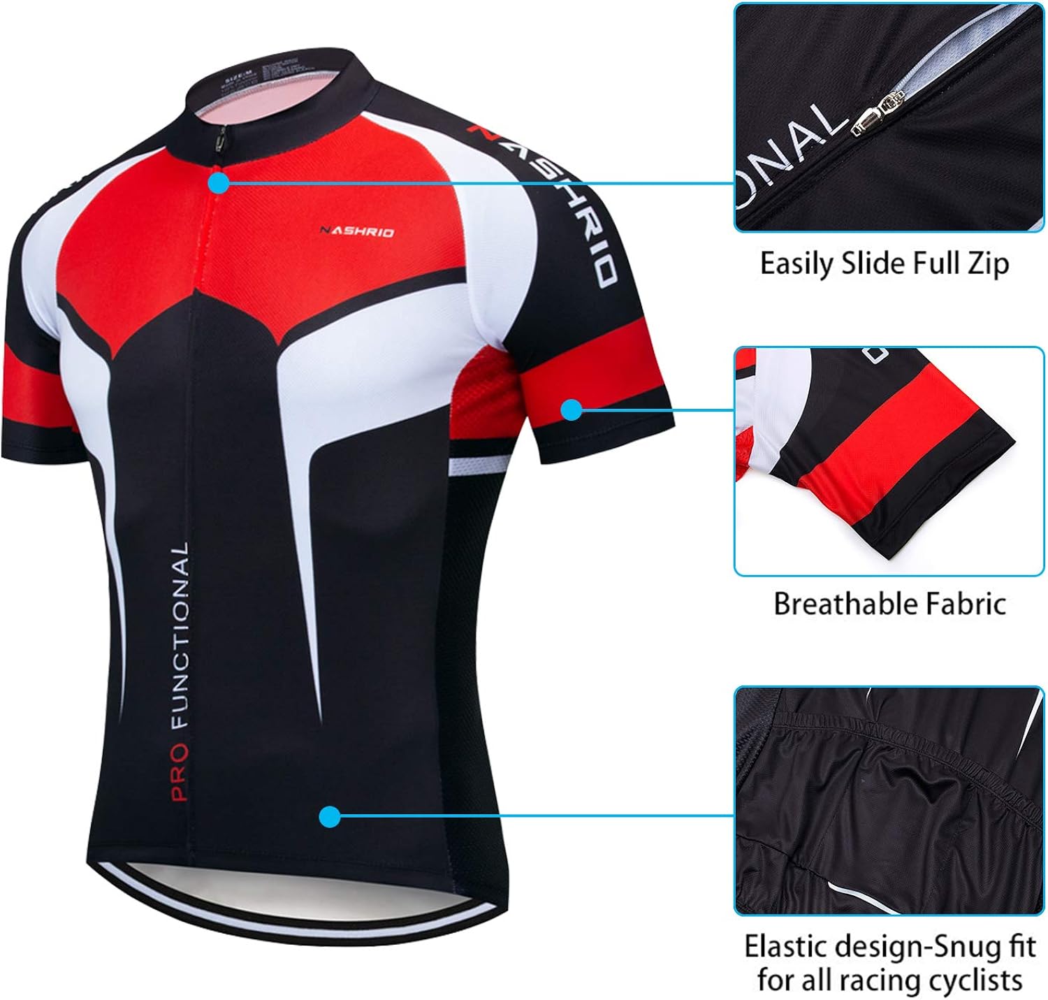 NASHRIO Men's Cycling Jersey Set Bicycle Short Sleeve Set Quick-Dry Breathable Shirt+3D Cushion Shorts Padded Pants/Bib Short: Clothing