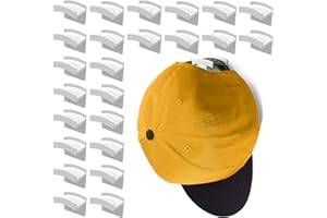 FLANCCI Hat Hooks for Wall, Minimalist Hat Rack Design, Self Adhesive, Strong Hold Hat Hanger for Hat Organizer, Hat Storage, Hat Holder, Hat Display for Baseball Caps, White Hook (24-Pack)…