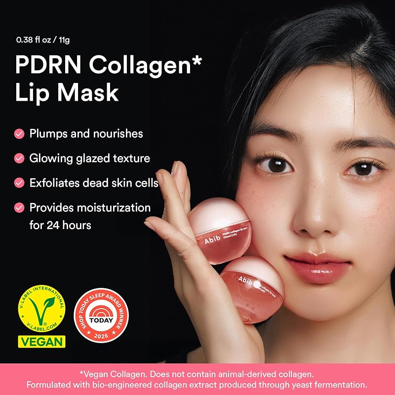PDRN Collagen Lip Mask Glazed Jelly 0,38 fl oz / 11 ml | Mascarilla labial coreana hidratante, bálsamo nocturno Overnight Sleeping Mask para labios secos y agrietados, idea de regalo para mujer — foto 2 de 8