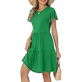 HiMONE Summer Dresses for Women 2025 Vacation Sundresses Ruffle Sleeve Boat Neck with Pockets A Line Casual Dress XS-2XL