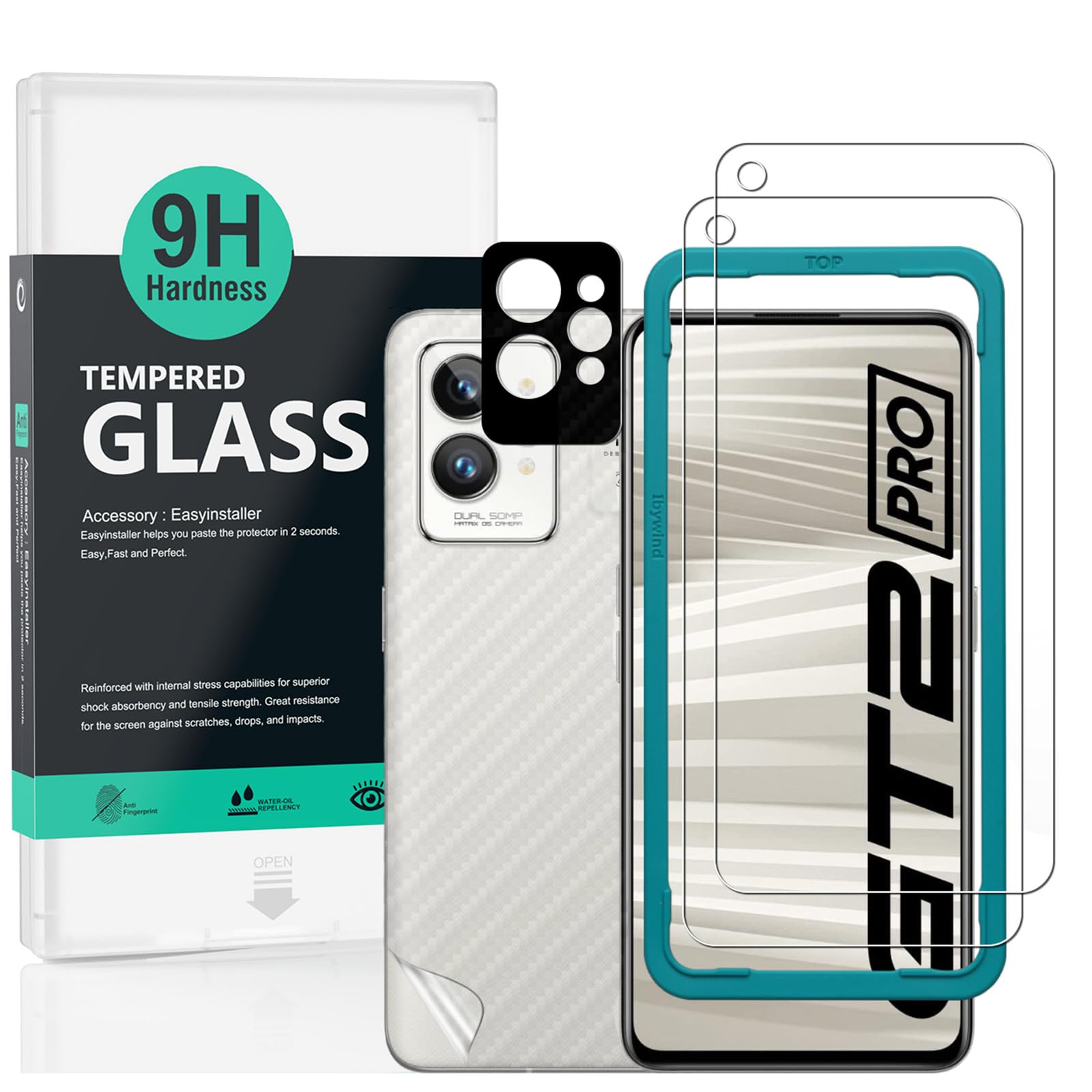 Ibywind Screen Protector For Realme GT 2 Pro 5G 6.7"[2 Pack],9H Hardness Tempered Glass,With 1Pc Camera Lens Protector,Easy to Install