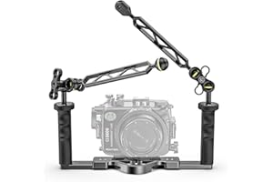 STARBEA Seafrogs Dual Handheld Underwater Camera Tray Bracket, Aluminum Alloy Diving Photography Stabilizer Holder with Dual 1" Ball Clamp Mount, 8" Double Ball Arm, and Ys Mount Arm for Diving Photography