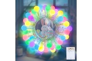 LYHOPE Easter Pastel Light, 19.3ft 60 LED Globe Decoration Lights, Battery Powered Pastel String Lights for Easter, Party, Fireplace, Mantels, Entrance, Tree, Home Decor, Clear Wire, Indoor Decor