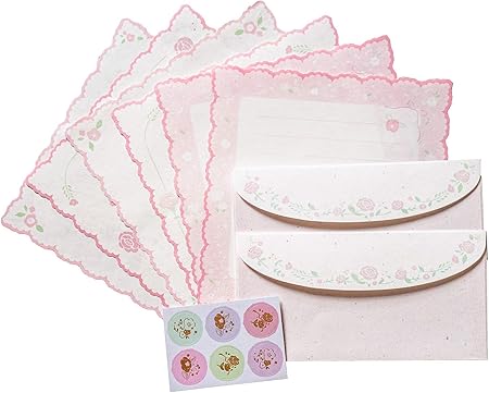 Amazon Tricolor レターセット 封筒4枚 便せん12枚 便箋 封筒セット かわいい 封筒用紙 お祝い 挨拶 おしゃれ 招待状 結婚式 お祝い手紙 挨拶状 お礼状用 ラブレター ピンク 挨拶状封筒 文房具 オフィス用品