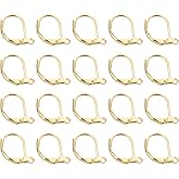 uxcell 100Pcs LeverBack Earring Hooks French Ear Wire LeverBack Earring Hook Clip DIY Earrings for Earrings Jewelry Making, Light Gold