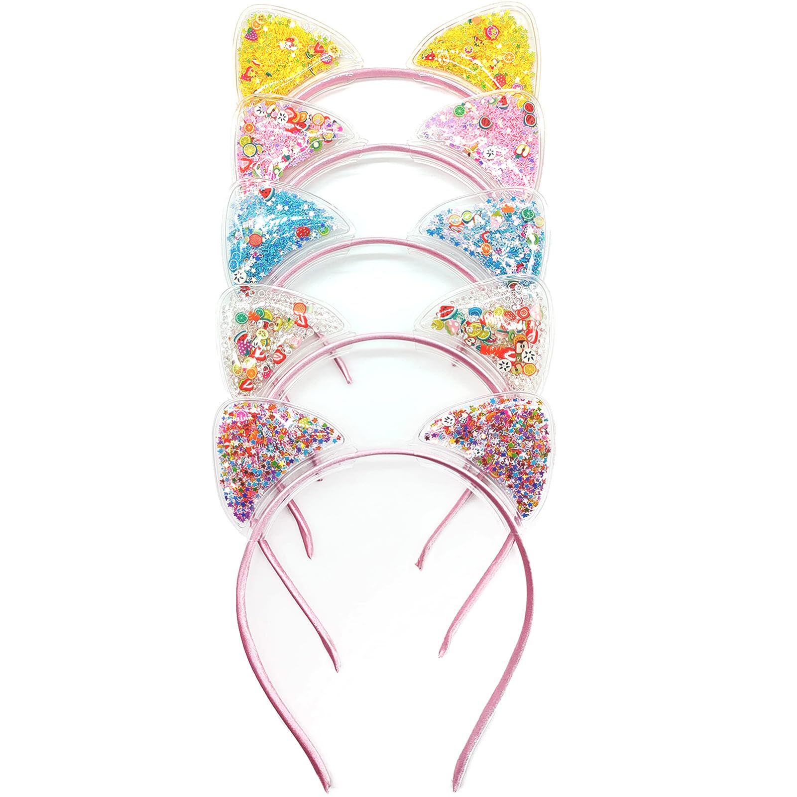 Spolife 5 Pcs Cat Ears Headband,Colorful Cat Ears Sequin Headbands,Glitter Metal Kitty Ears Headband Lovely Hair Accessories for Girls Daily Wear or Party Decorations (Cat ears2)