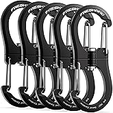 FresKaro 1kN Double-Ended Wiregate Carabiner Clip, Patented Design, Reversible 360 Spin, Lightweight Utility Hook for Hiking, Camping, Fishing, Birdfeeders, Keychain, Not for Climbing