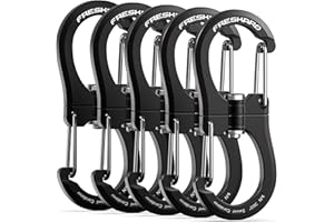 FresKaro 1kN Double-Ended Wiregate Carabiner Clip, Patented Design, Reversible 360 Spin, Lightweight Utility Hook for Hiking, Camping, Fishing, Birdfeeders, Keychain, Not for Climbing