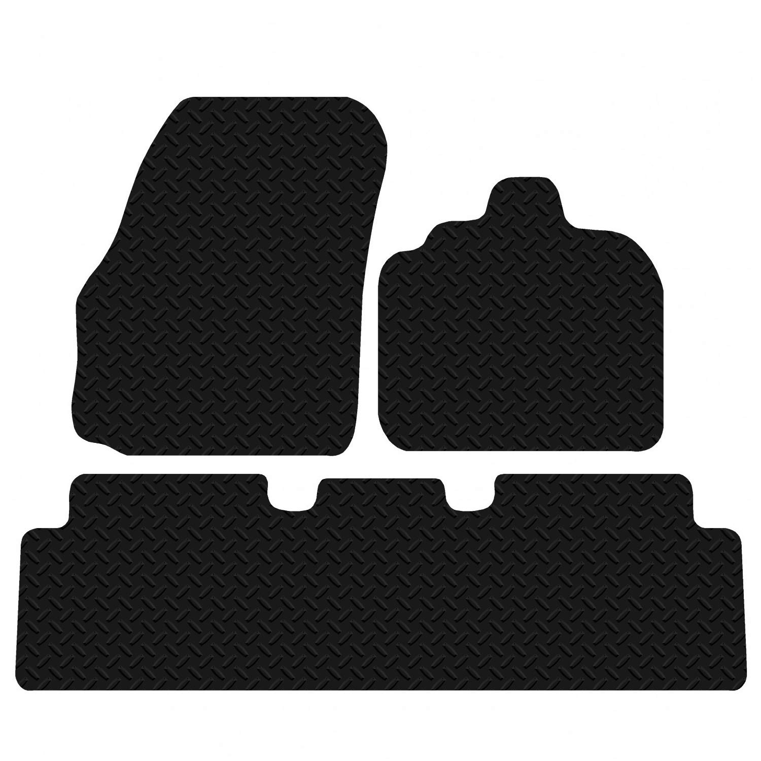 Carsio Car Mats 3pc Set For Renault Scenic 2004-2009 Tailored Fit Rubber Floor Mat Complete Accessory Black Custom Fitted - Anti-Slip Backing, Heavy Duty & Waterproof