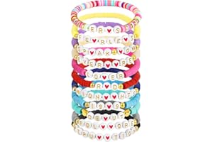 SALAV 11 Pcs Friendship Bracelets, Inspired Letter Bracelets Set, Colorful Stretchy Heishi Preppy Bracelets, Singer Music Lovers Fans Concert Merch Gifts for Women Favors