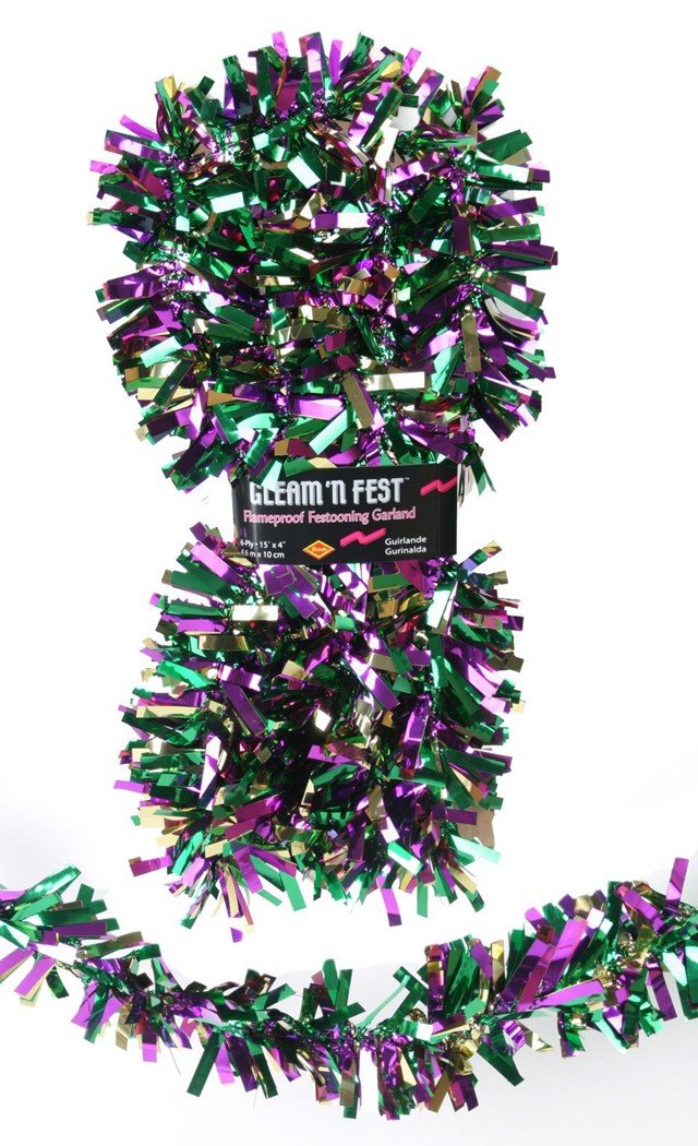 6-Ply FR Gleam 'N Fest Festooning Garland (gold, green, purple) Party Accessory (1 count)