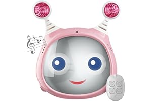 Oly Active Baby Car Mirror – Shatter-Proof Rear Facing Infant Mirror Entertains, Soothes, and Keeps Baby Visible – 10 x 11.7 x 3.1 In. Adjustable Headrest Mirror with Remote Control by Benbat, Pink