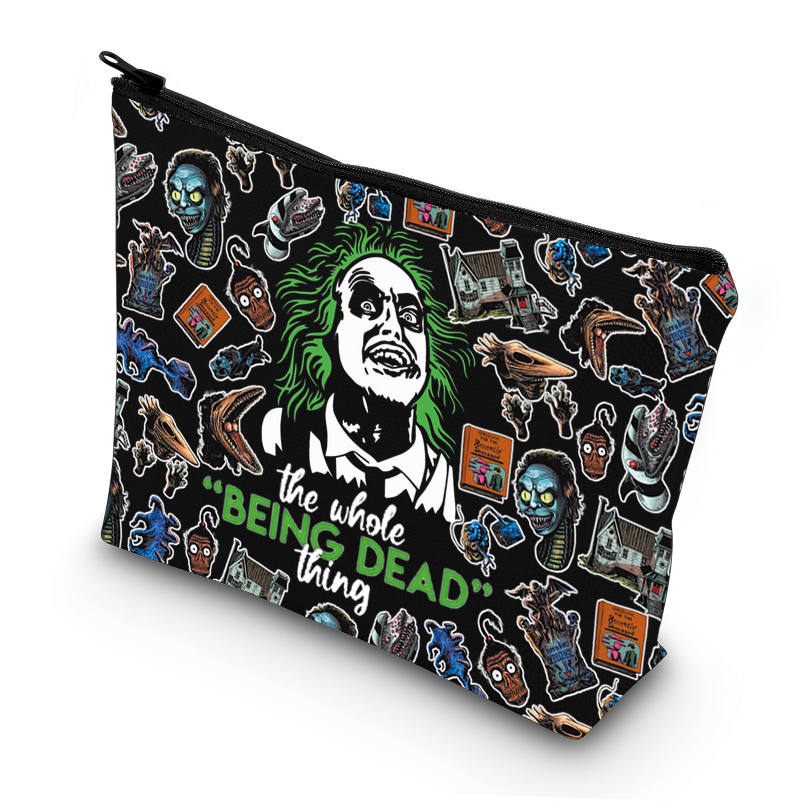 LEVLO Ghost & Lydia Deetz Cosmetic Bag Adam and Barbara Fans Gift The Whole Being Dead Thing Juice Lydia Zipper Pouch Bag Charles & Delia Fans Merchandise, Being Dead B Bag